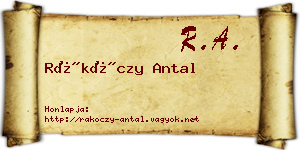 Rákóczy Antal névjegykártya